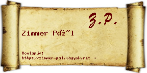 Zimmer Pál névjegykártya